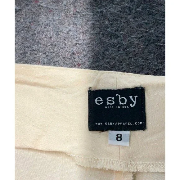 ESBY Lucia Pants Wide Leg Crop 100% Cotton Womens 8 Off White Made In USA - Picture 5 of 10